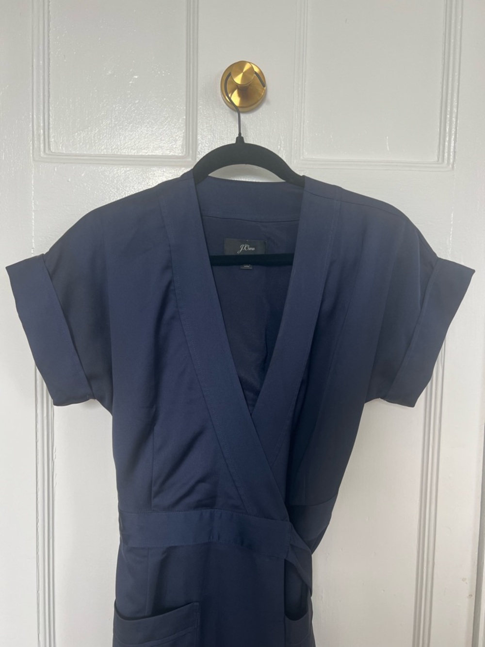 J. Crew Deep Navy Wrap Front Short Sleeve Dress